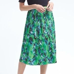 Banana Republic Floral Pleated Midi Skirt
